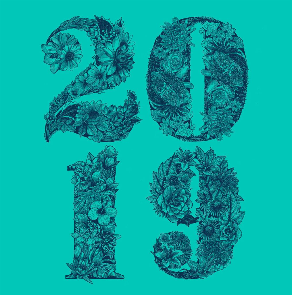 Linework Floral Typography Illustration on a Teal background