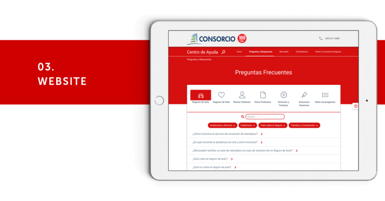 iPad showing the Consorcio site.
