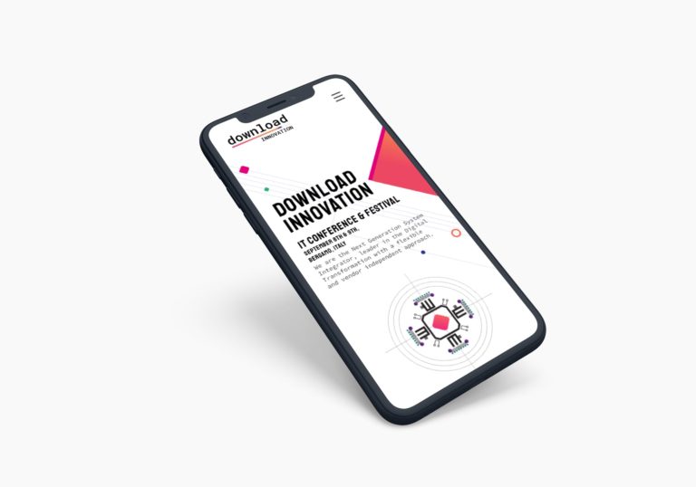mobile phone showing the website design for the download innovation event 2019.