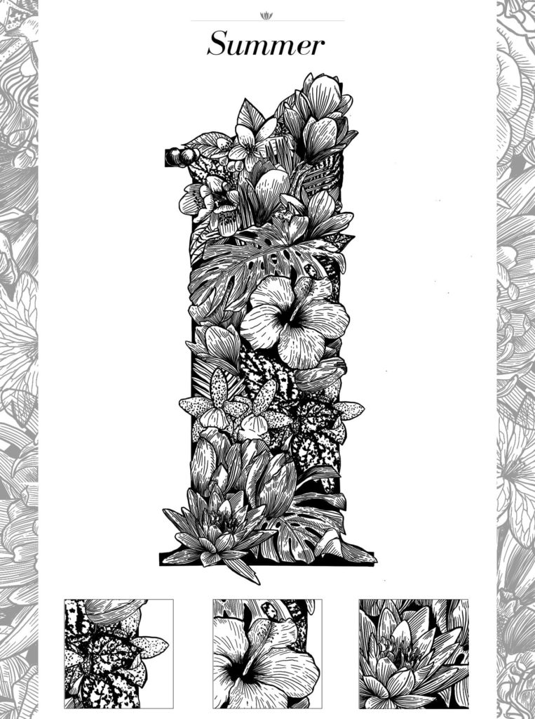 Linework Floral Typography Illustration