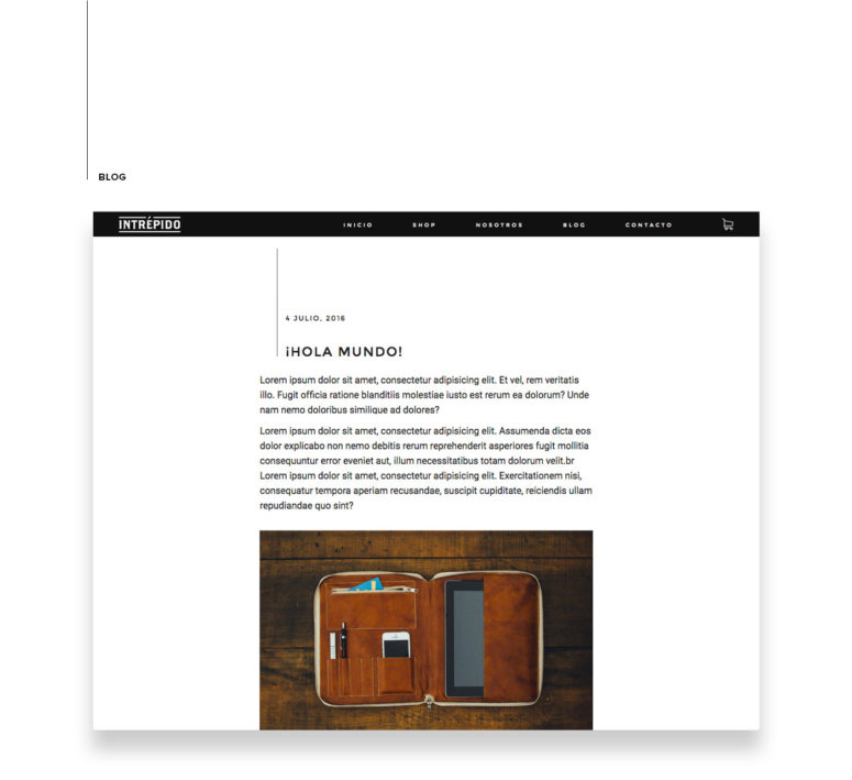 Intrépido E-Commerce Blog Page Design