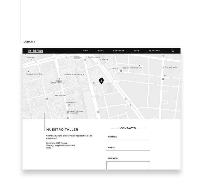 Intrépido E-Commerce Contact page design