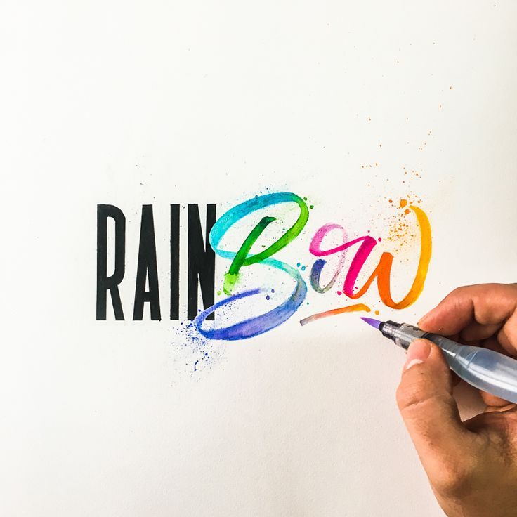 Simple hand lettering style with different techniques